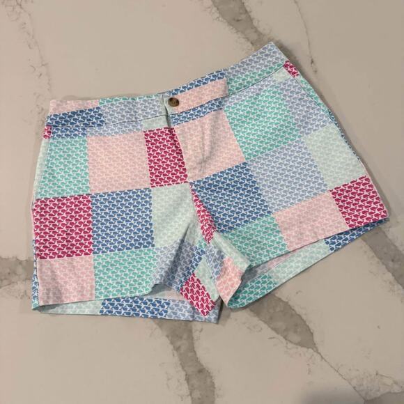 Vineyard Vines for Target Patchwork Whale Chino Shorts Womens 6 Pink/Blue Preppy - Picture 1 of 8